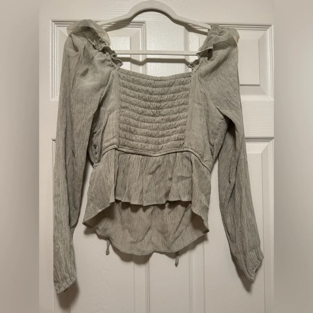 Celebrity Pink Peplum long sleeve top with ruched tie-front - Picture 6 of 6
